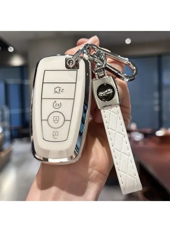 غطاية مفتاح TPU بيضاء متينة لفورد فيوجن إيدج موستانج إكسبلورر F150 F250 F350 إيكو سبورت - Image 2